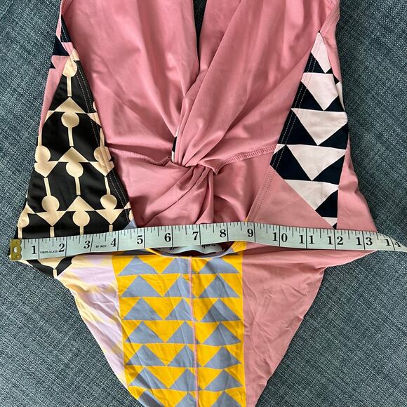 Self-Portrait Deco Printed V-Neck Swimsuit US 4 - Picture 5 of 7